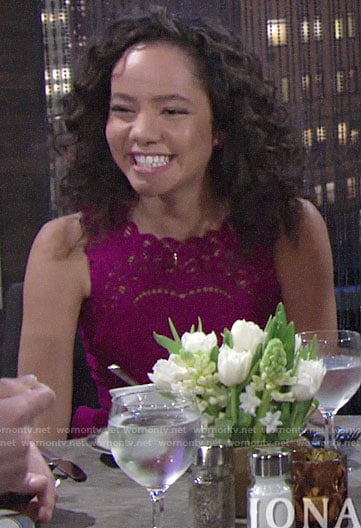 Mattie's pink scalloped eyelet dress on The Young and the Restless