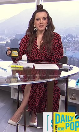 Melanie’s black polka dot dress on E! News Daily Pop