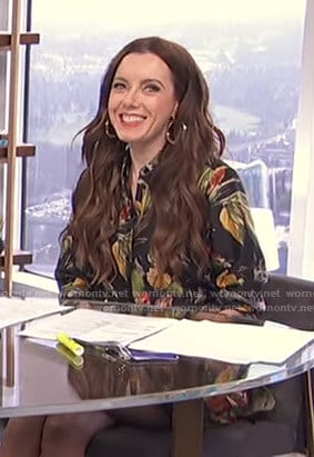 Melanie’s black floral shirtdress on Live from E!