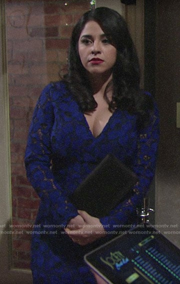 Mia's blue lace dress on The Young and the Restless