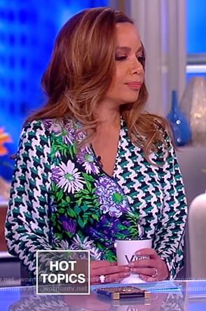Sunny’s mixed print wrap dress on The View