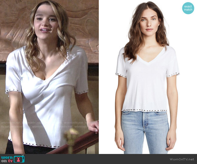 WornOnTV: Summer’s studded trim t-shirt on The Young and the Restless ...