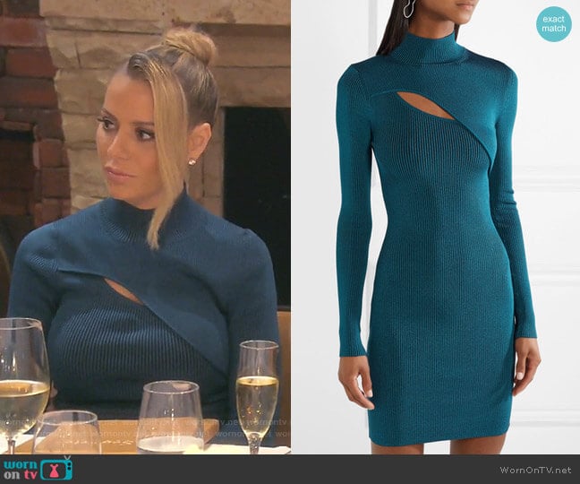 Cutout Ribbed Stretch-Knit Mini Dress by Mugler worn by Dorit Kemsley on The Real Housewives of Beverly Hills