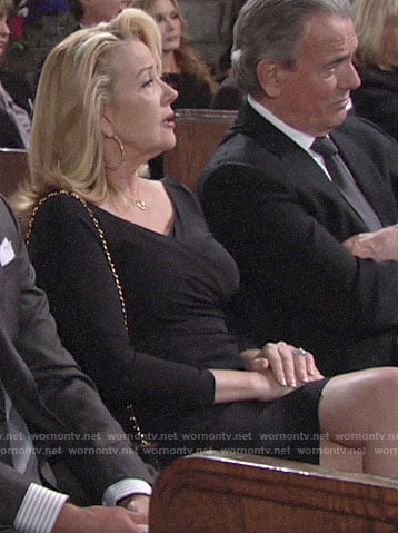 Nikki's black faux wrap dress on The Young and the Restless