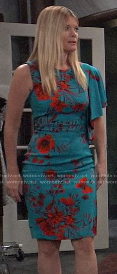 Nina's blue and red floral dress on General Hospital