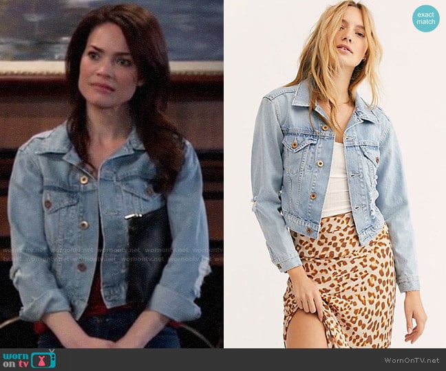 NSF Zella Denim Jacket worn by Elizabeth Webber (Rebecca Herbst) on General Hospital