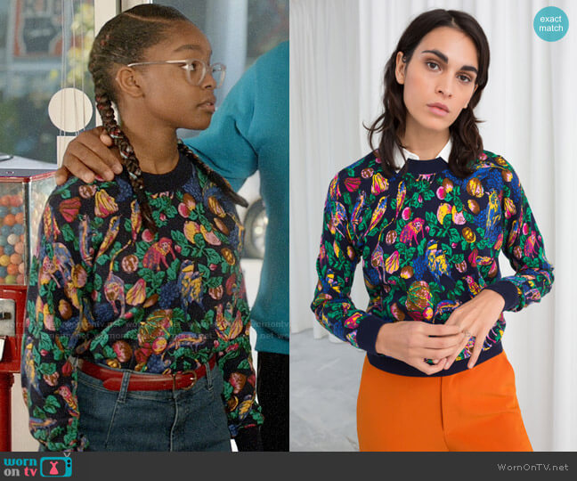 & Other Stories Jungle Cotton Knit Sweater worn by Diane Johnson (Marsai Martin) on Black-ish