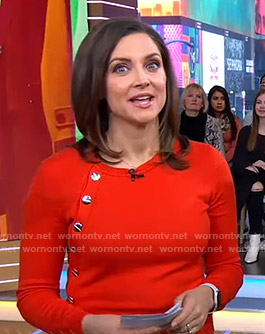 Paula's red button embellished top on Good Morning America