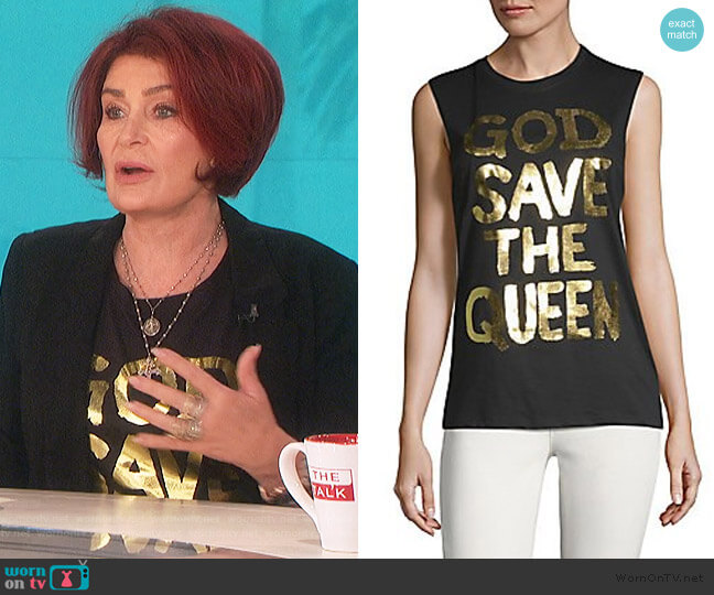 God Save The Queen Cotton Tank Top by Prince Peter Collections worn by Sharon Osbourne on The Talk