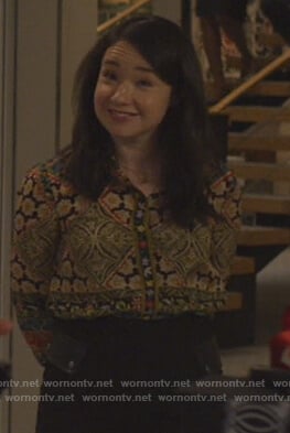 Marissa’s patchwork print blouse on The Good Fight