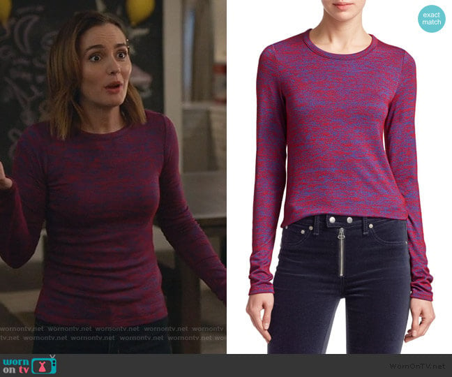 Marled Jersey Long-sleeve Tee by Rag & Bone worn by Angie (Leighton Meester) on Single Parents