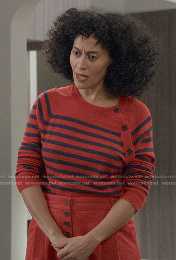 Bo’s red striped sweater on Black-ish