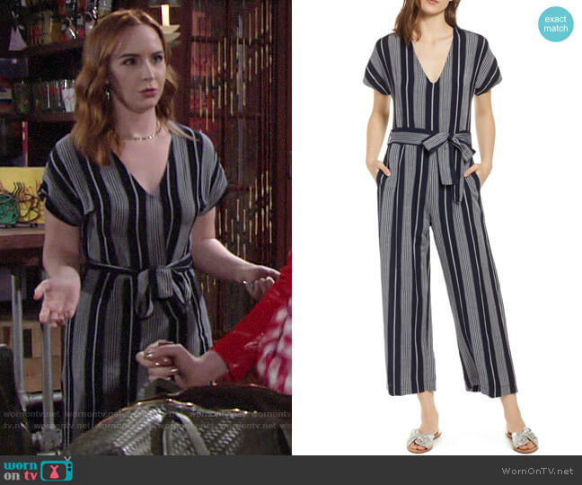 Rails Angela Striped Jumpsuit worn by Mariah Copeland (Camryn Grimes) on The Young & the Restless
