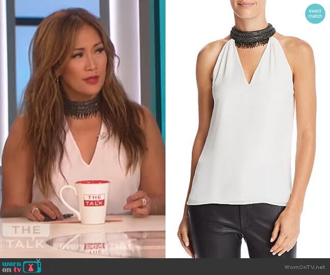 embellished collar top by Ramy Brook worn by Carrie Inaba on The Talk