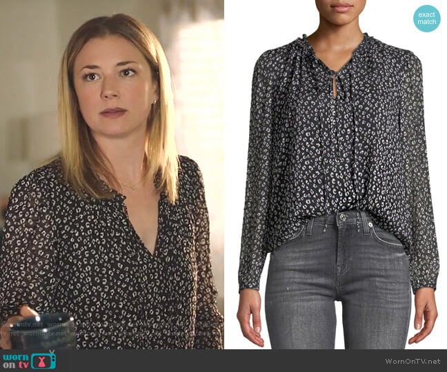 Long-Sleeve Mini Cheetah-Print Silk Top by Rebecca Taylor worn by Nicolette Nevin (Emily VanCamp) on The Resident