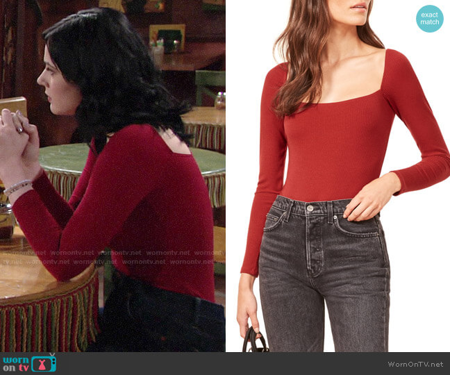 Reformation Gaia Bodysuit worn by Tessa Porter (Cait Fairbanks) on The Young and the Restless