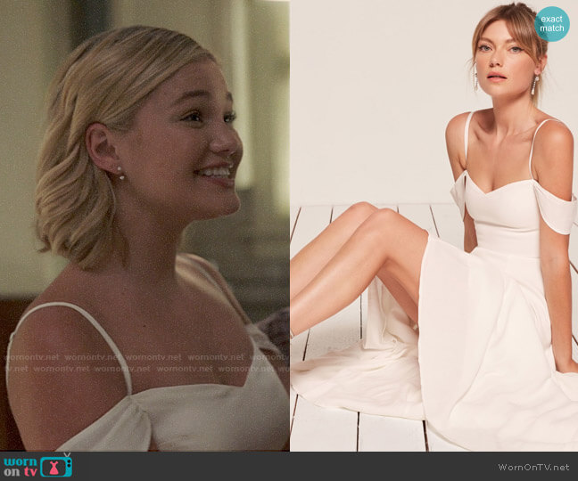Tandy’s white cold-shoulder dress on Cloak and Dagger