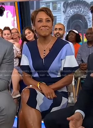 Robin’s blue striped wrap dress on Good Morning America