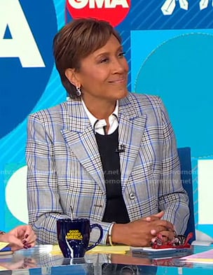 Robin’s grey and blue plaid blazer on Good Morning America