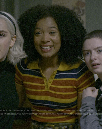 Ros's striped polo shirt on Chilling Adventures of Sabrina