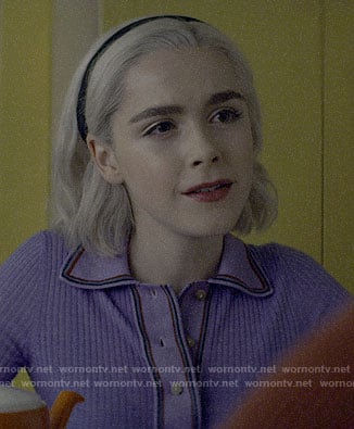 Sabrina's purple long sleeved polo top on Chilling Adventures of Sabrina