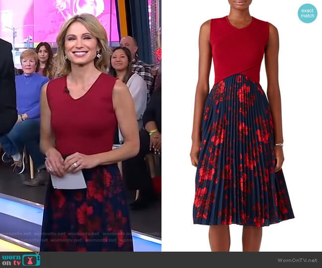 Crossover Pleated Dress by Sachin & Babi worn by Amy Robach on Good Morning America