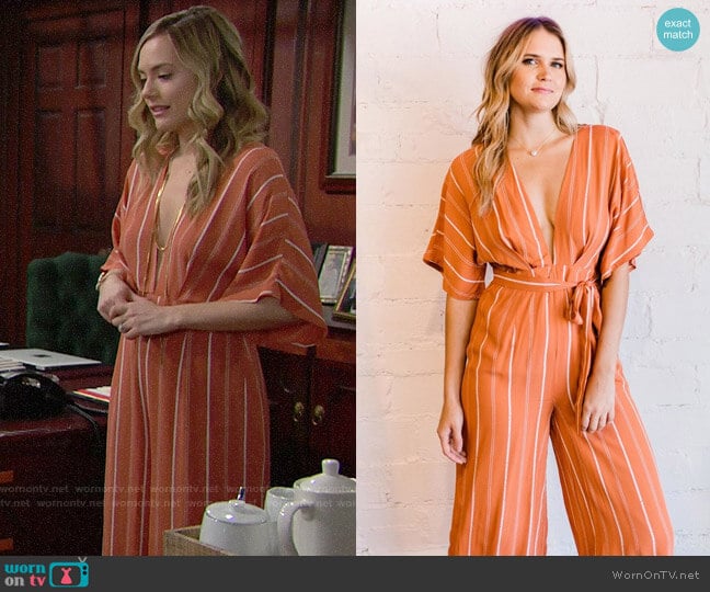 Sage the Label Sunday Somewhere Jumpsuit worn by Hope Logan (Annika Noelle) on The Bold and the Beautiful