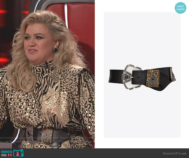 Folk Belt with Saint Laurent Berber Buckle by Saint Laurent worn by Kelly Clarkson on The Voice