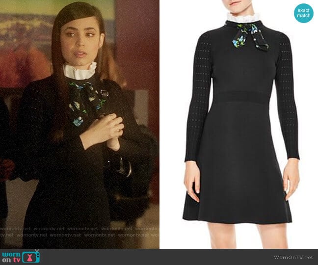 Sandro Clemence Dress worn by Ava Jalali (Sofia Carson) on Pretty Little Liars The Perfectionists