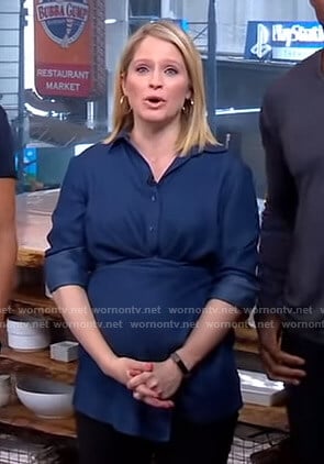 Sara’s blue chambray shirt on GMA Strahan And Sara