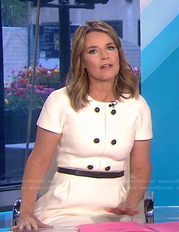 WornOnTV: Savannah’s white button detail dress on Today | Savannah ...