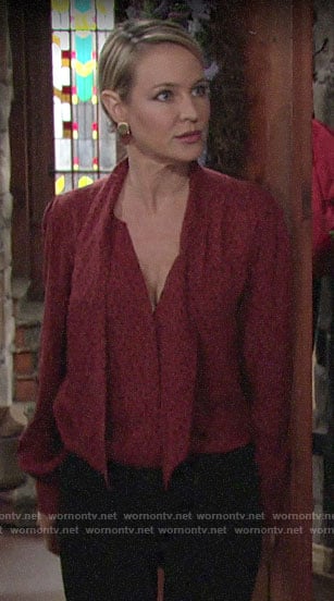 Sharon’s red polka dot blouse on The Young and the Restless