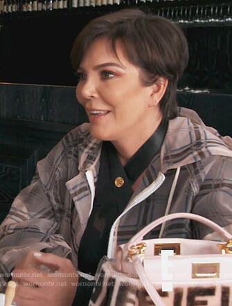 Kris's plaid sheer coat on Keeping Up with the Kardashians