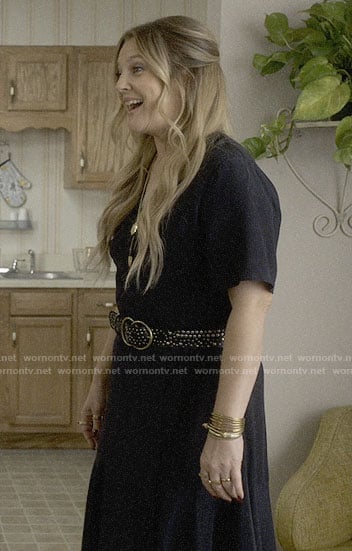 Sheila's black wrap dress on Santa Clarita Diet