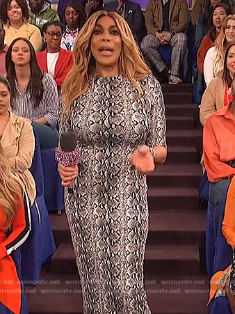 Wendy’s snake print midi dress on The Wendy Williams Show