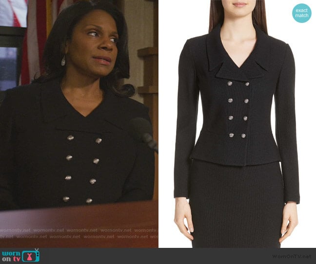 Gail Knit Double Breasted Jacket by St. John Collection worn by Liz Reddick-Lawrence (Audra McDonald) on The Good Fight