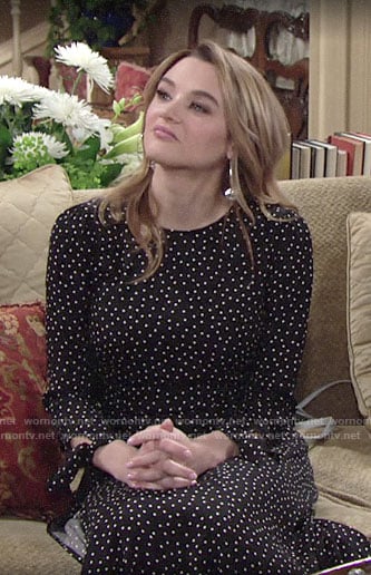 Summer’s black polka dot dress on The Young and the Restless