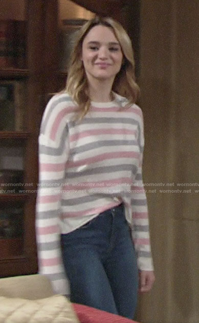 Summer’s pink and grey striped sweater on The Young and the Restless