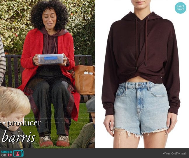 alexanderwang.t Crop Twist Hoodie worn by Rainbow Johnson (Tracee Ellis Ross) on Black-ish