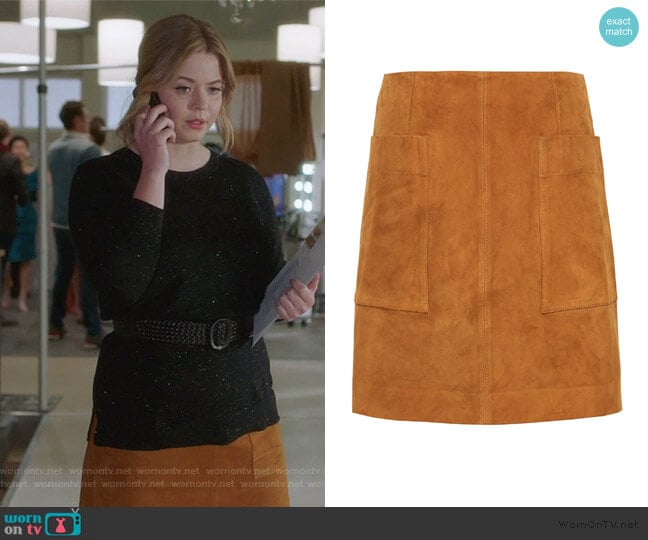 Stretch-Suede Mini Skirt by Banana Republic worn by Alison DiLaurentis (Sasha Pieterse) on Pretty Little Liars The Perfectionists