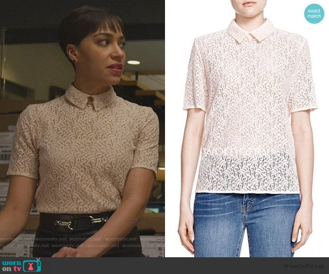 Short Sleeve Lace Top by The Kooples worn by Lucca Quinn (Cush Jumbo) on The Good Fight