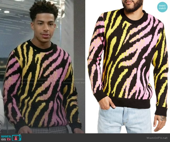 Topman Tiger Stripe Classic Fit Sweater worn by Andre Johnson Jr (Marcus Scribner) on Black-ish