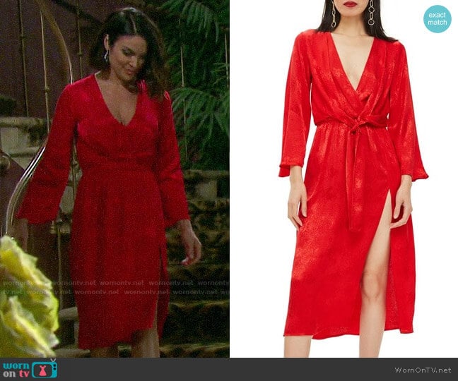 WornOnTV Chloe’s red vneck dress on Days of our Lives