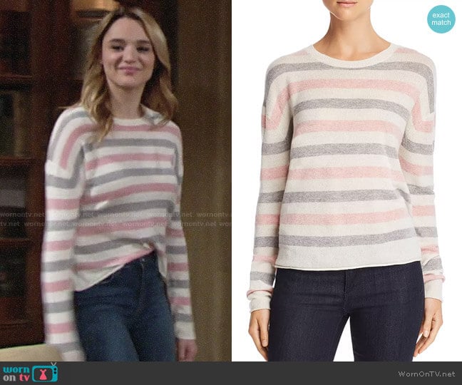 Velvet by Graham & Spencer Striped Crewneck Sweater worn by Summer Newman (Hunter King) on The Young and the Restless