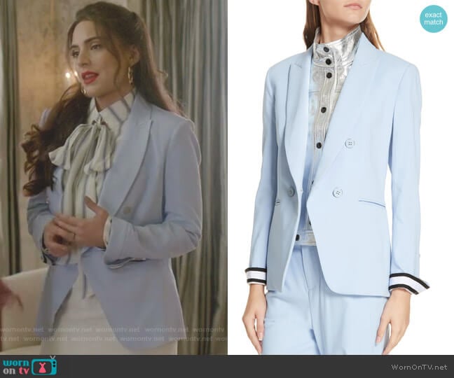 WornOnTV: Cristal’s white striped blouse and blue blazer on Dynasty ...