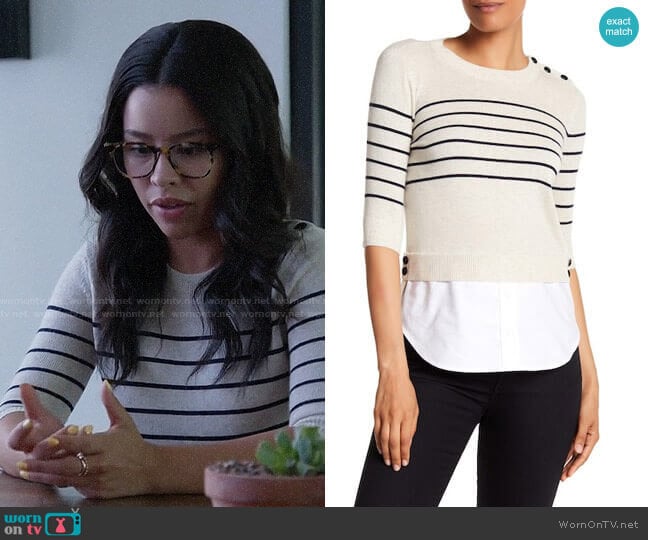 Veronica Beard Knot Mariner Combo Silk & Cashmere Sweater worn by Mariana Foster (Cierra Ramirez) on Good Trouble