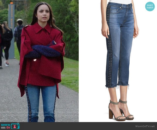 Veronica Beard Ines Jeans worn by Ava Jalali (Sofia Carson) on Pretty Little Liars The Perfectionists