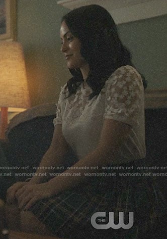 Veronica’s white floral embroidered top on Riverdale