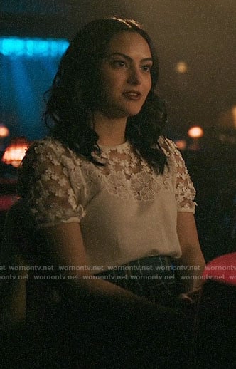 Veronica’s white floral embroidered top on Riverdale