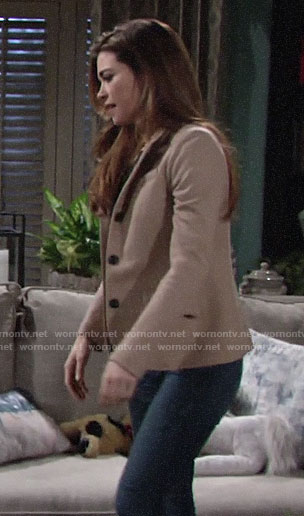 Victoria’s camel blazer on The Young and the Restless